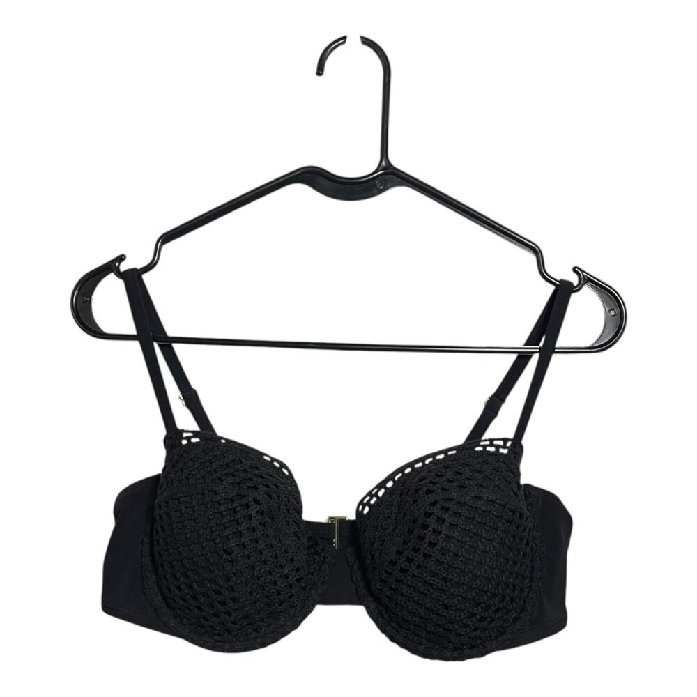 Shade & Shore Black Crochet Underwire Bikini Top – Size 36C, Removable Pads, NWT
